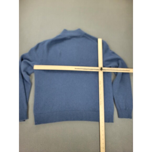 Polo Ralph Lauren Sweater Mens Large Blue Quarter Zip Mock Neck Pony Logo Knit - Picture 6 of 9